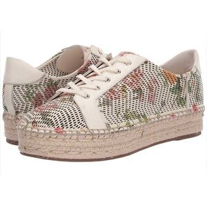 Vince Camuto Joellan Perforated Floral Leather Espadrille Sneaker Size 8.5